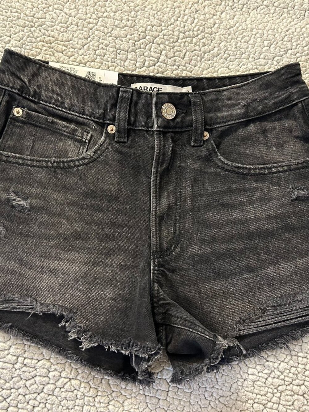 Garage Denim -- shadow black, festival denim shorts, size 0, 100% cotton